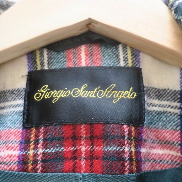 GIORGIO SANT ANGELO tartan plaid blazer vintage wool 12 red green scottish pockt - Picture 6 of 12